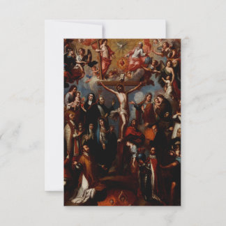 De Agradecimento Cartão Santo Cristo na Cruz com Todos os Santos