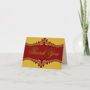 De Agradecimento Cartão Vermelho+Ouro Royal Satin Obrigado