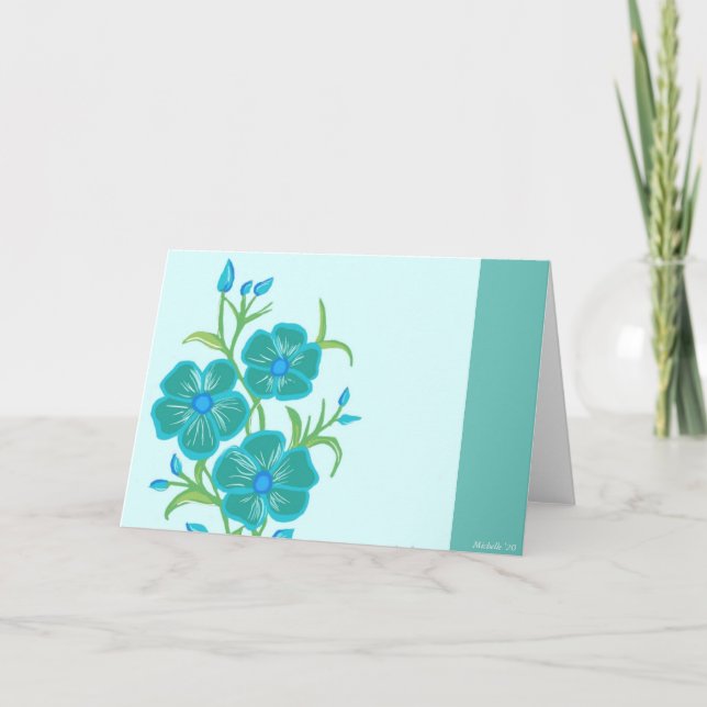 De Agradecimento Cartão Vinha Flor Azul (Frente)