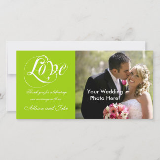 De Agradecimento Casamento Branco Verde Obrigado Cartão com fotos