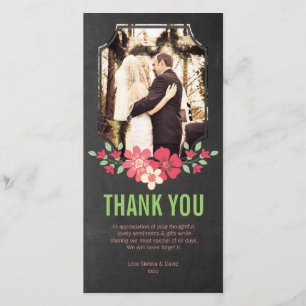 De Agradecimento Casamento Chalkboard Obrigado Cartão com fotos Flo