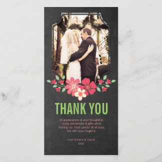 De Agradecimento Casamento Chalkboard Obrigado Cartão com fotos Flo