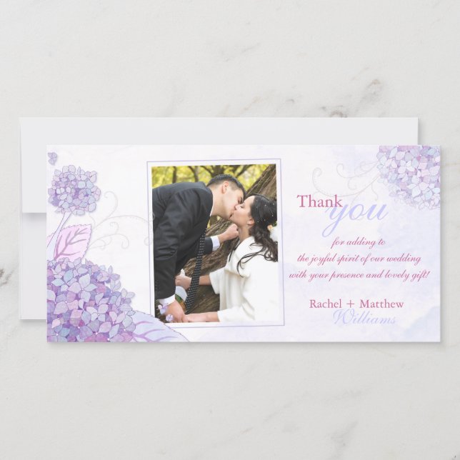 De Agradecimento Casamento Clássico Hydrangeas Obrigado Cartão com  (Frente)