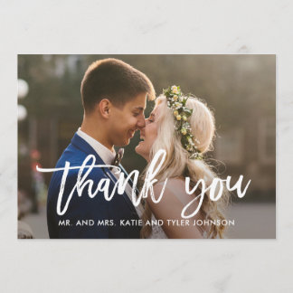 De Agradecimento Casamento com Caligrafia Bruche Obrigado Cartão co