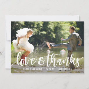 De Agradecimento Casamento Funky Script Obrigado Cartão com fotos