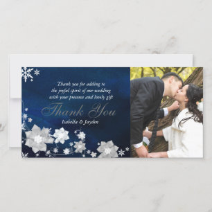 De Agradecimento Casamento no inverno Floral Frosty Obrigado Cartão
