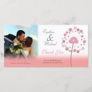 De Agradecimento Casamento Obrigado Cartão com fotos Dandelion Rosa