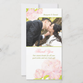 De Agradecimento Casamento Pink Blush Peony Obrigado Cartão com fot