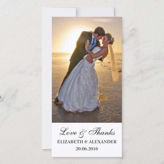 De Agradecimento Casamento Simples Obrigado Cartão com fotos (Frente)