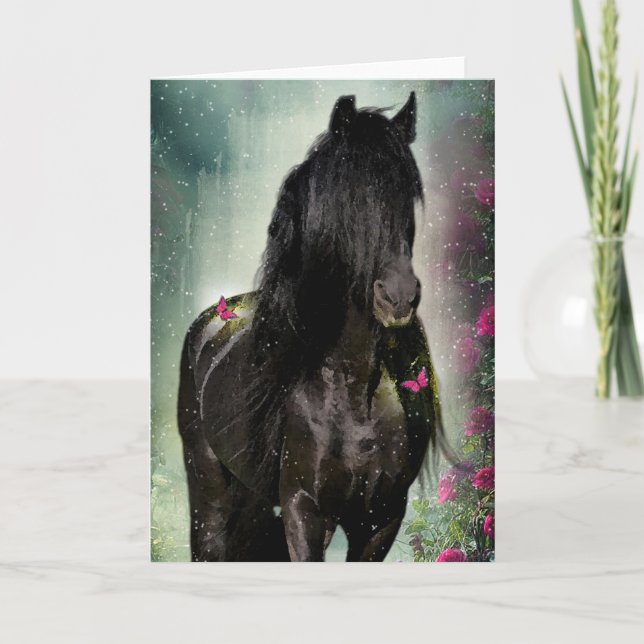 De Agradecimento Cavalo Negro Frísia - Cartão Saudável (Frente)