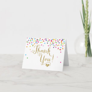 De Agradecimento Confetti Dourado Glitter Obrigado Nota Cartão Dobr