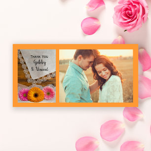 De Agradecimento Daisy Trio e Lace Weding Obrigado Cartão com fotos