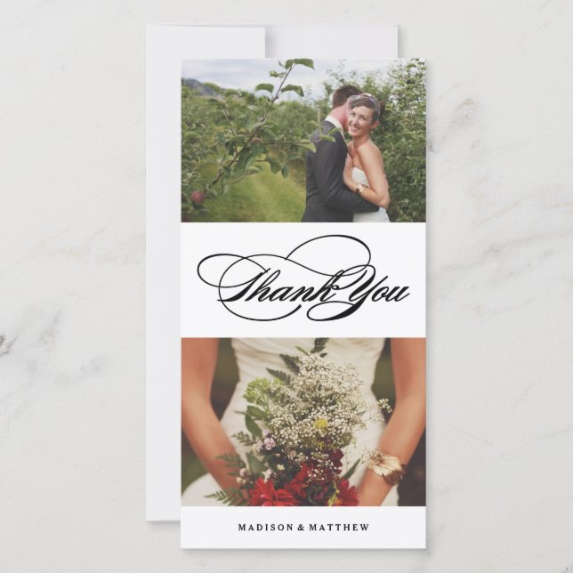 De Agradecimento Elegance Collage | Casamento Obrigado Cartão com f (Frente)