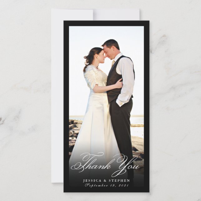 De Agradecimento Elegante preto Simples Obrigado Cartão com fotos 8 (Frente)