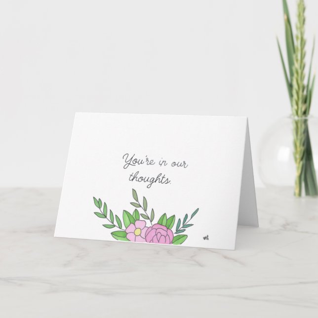 De Agradecimento Em Nossos Pensamentos Flores 1 Cartão (Frente)