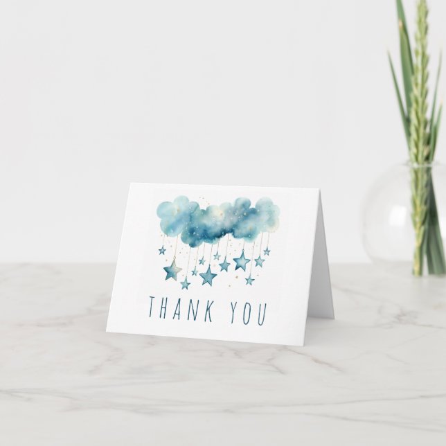De Agradecimento Estrelas azuis obrigado seu cartão dobrado (Frente)