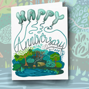 De Agradecimento Feliz aniversário Camping Balões saudando cartão