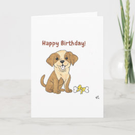 De Agradecimento Feliz Aniversário Cão e Cartão Ósseo