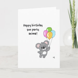 De Agradecimento Feliz Aniversário - Festa Animal - Cartão Koala