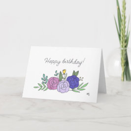 De Agradecimento Feliz Aniversário Flores 2 Cartão