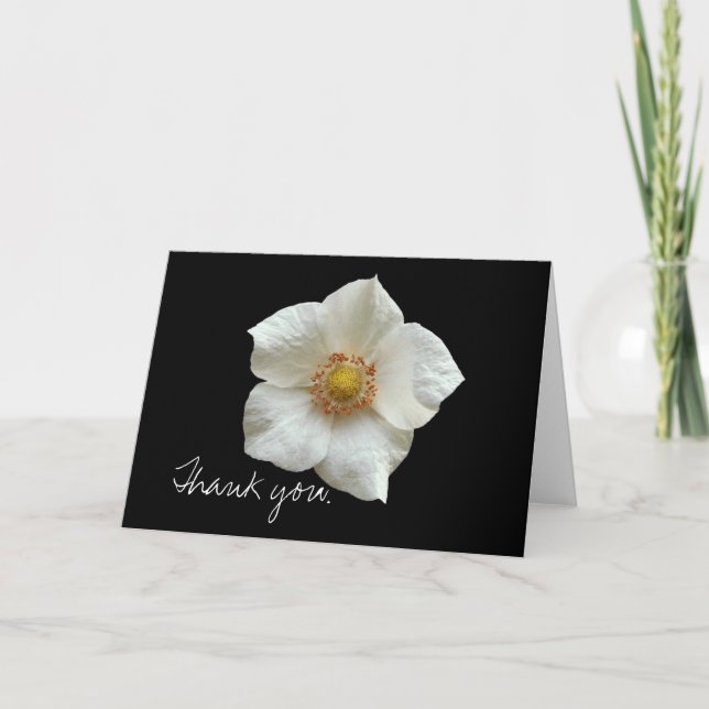 De Agradecimento FLOR BRANCO NO CARTÃO PRETO: Obrigado. (Frente)