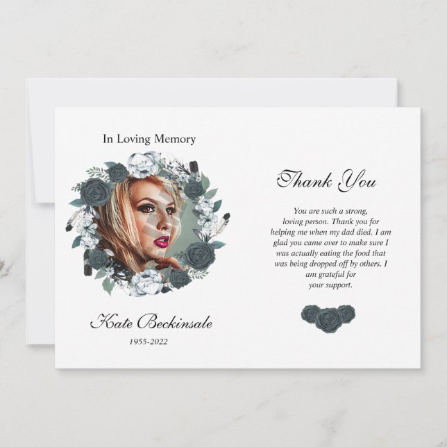 De Agradecimento Funeral Floral Obrigado Cartão com fotos (Frente)