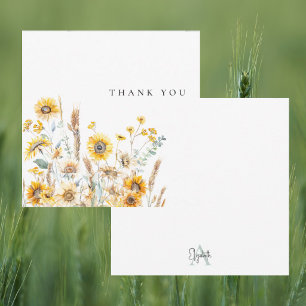 De Agradecimento Girassóis Aquarela Obrigado Personalizado Cartão e