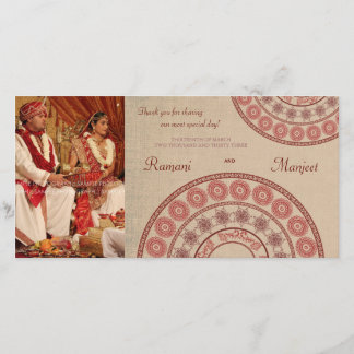 De Agradecimento Indiano Henna Wedding Obrigado Cartão com fotos