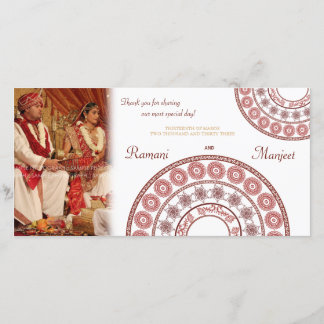 De Agradecimento Indiano Henna Wedding Obrigado Cartão com fotos