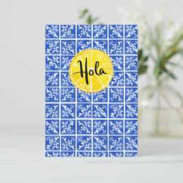 De Agradecimento Lemon & Azulejo Hello em espanhol: cartão "Hola"