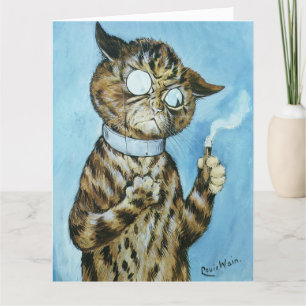 DE AGRADECIMENTO LOUIS WAIN CIGAR CAT NO ANIVERSÁRIO CARTÃO