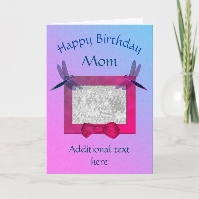 De Agradecimento Mãe Dragonflies Frame Birthday Cartão com fotos (Frente)