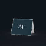 De Agradecimento Marinho e Monograma Branco dobradoObrigado Cartão<br><div class="desc">Marinho azul de fundo com iniciais brancas monogramas cartões de agradecimentos dobrado (dentro branco vazio) para correspondência comercial.</div>