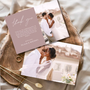 De Agradecimento Mauve Wedding Obrigado Foto Simples Cartão Elegant