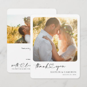 De Agradecimento Minimalista Obrigado Cartão com fotos com Casament