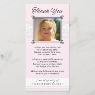 De Agradecimento Obrigado cartão com fotos cor-de-rosa & branco