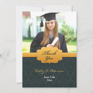 De Agradecimento Obrigado Cartão com fotos Dourado Negro