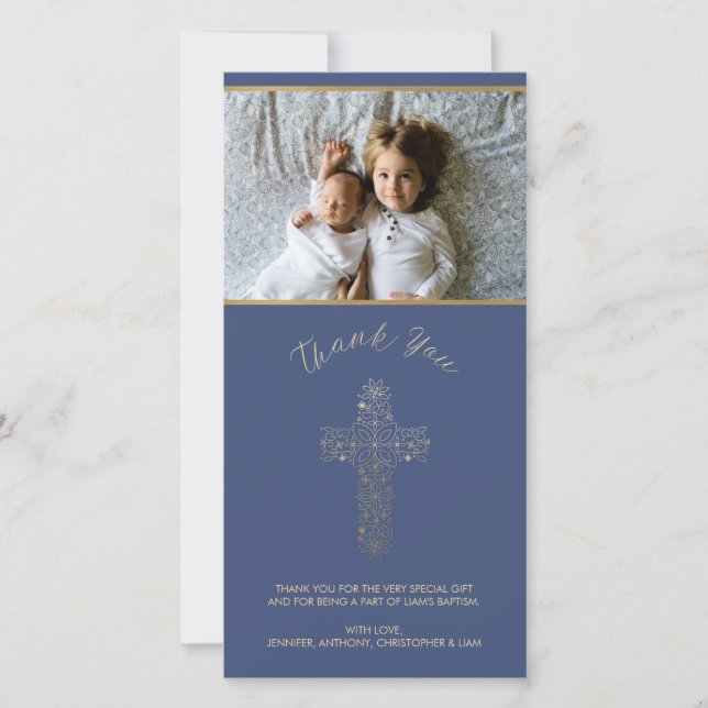 De Agradecimento Obrigado cartão com fotos - religioso (baptismo, (Frente)