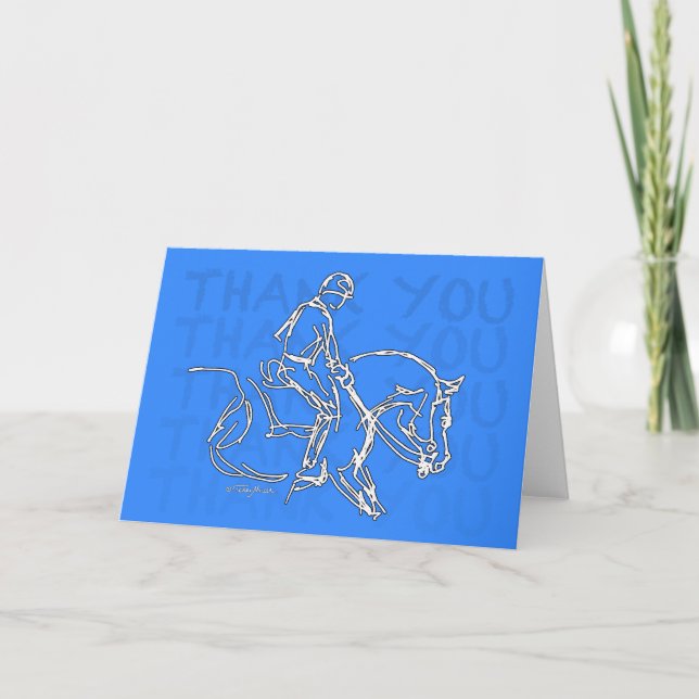 De Agradecimento Obrigado cavalo! Cartão - azul (Frente)