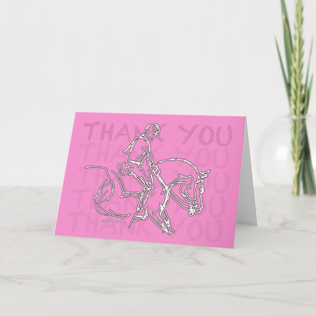De Agradecimento Obrigado cavalo! Cartão - rosa (Frente)