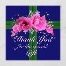 Obrigado cor-de-rosa das flores você para o cartão