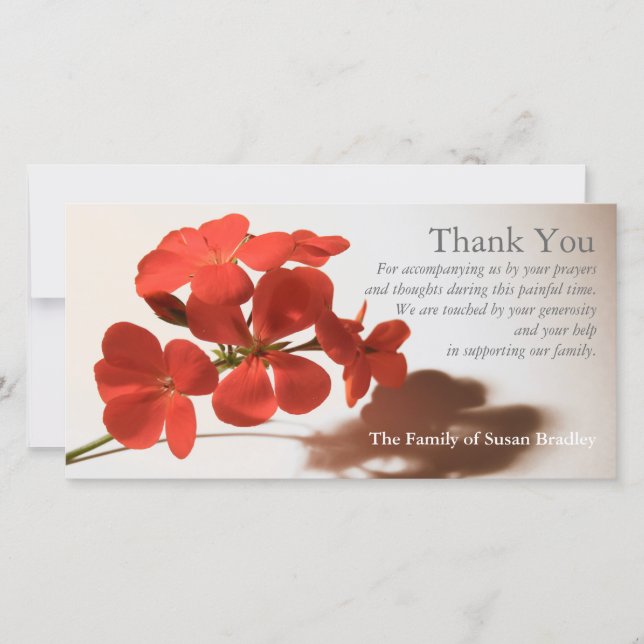 De Agradecimento Obrigado da simpatia do gerânio 1 você cartão com (Frente)