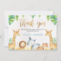 Obrigado dos animais do safari você cartão do chá