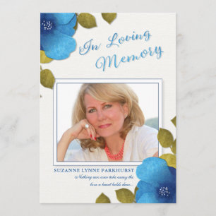 De Agradecimento Obrigado floral azul você cartão com fotos do