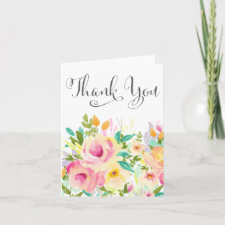 De Agradecimento Obrigado floral da aguarela você cartão