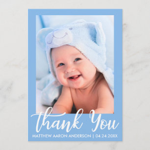 De Agradecimento Obrigado listras novas do cartão dos azuis bebés