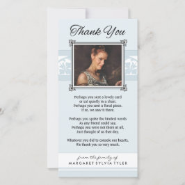 De Agradecimento Obrigado Memorial Light Blue & White Cartão com fo