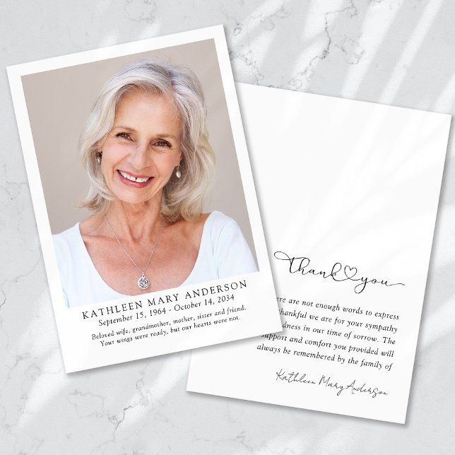 De Agradecimento Obrigado Simpatia Cartão com fotos Funeral (Criador carregado)