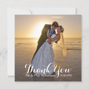 De Agradecimento Obrigado Wedding você cartão quadrado liso da fo