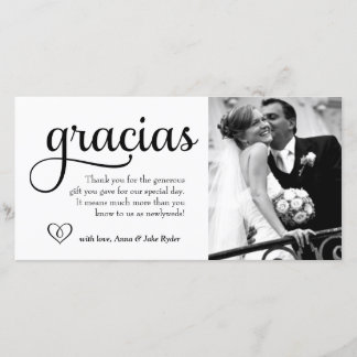 De Agradecimento ornamentado Gracias Cartão com fotos com Coração